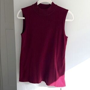 JM Collection Womens Burgundy Mock Neck Sleeveless Knit Top Petite Small PS